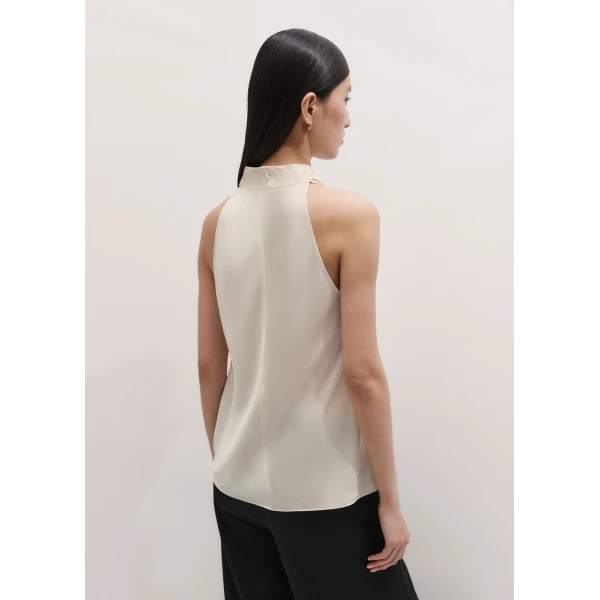 ME+EM Drape Neck Halter Top in Light Cream, view 5 | Tops | Luxury Shoes 