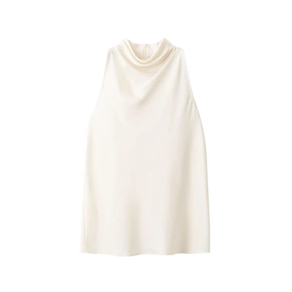 ME+EM Drape Neck Halter Top in Light Cream