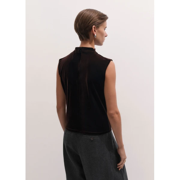 ME+EM Drape Sleeveless Top in Dark Chocolate, view 5 | Tops | Luxury Shoes 