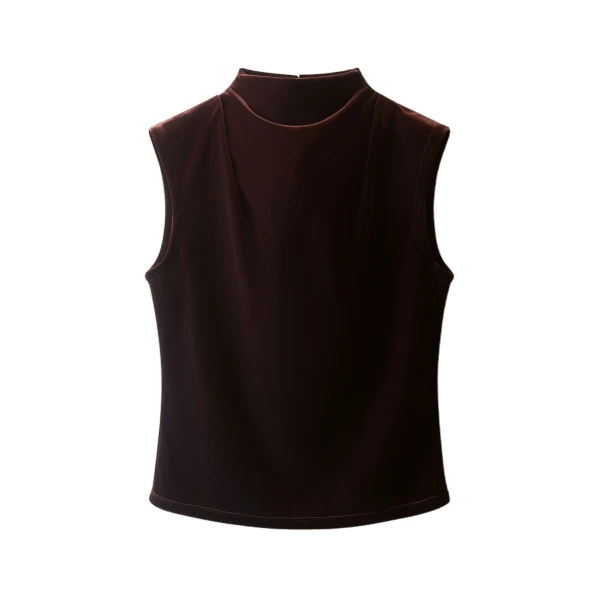 ME+EM Drape Sleeveless Top in Dark Chocolate
