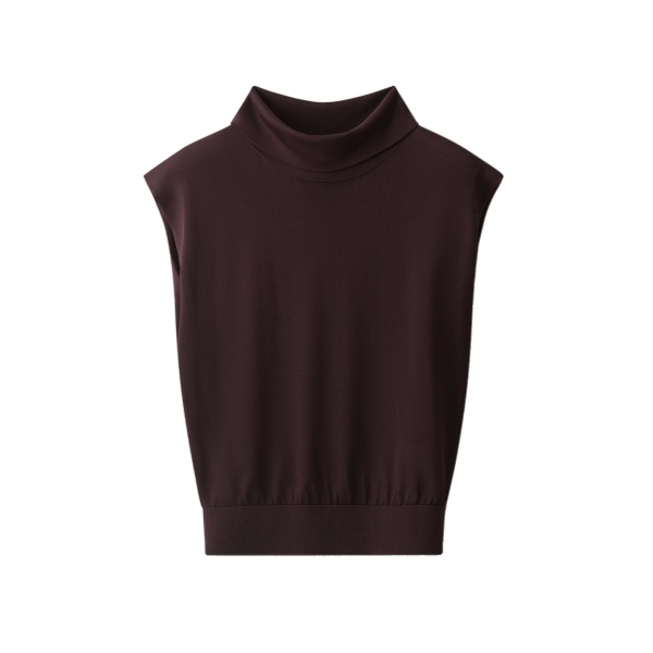ME+EM Draped Neck Knit Tee in Merlot Red