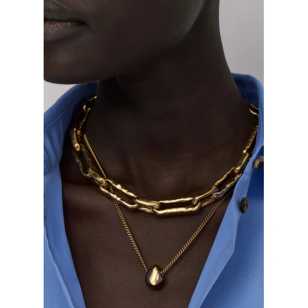 ME+EM Drop Pendant Necklace in Gold Toned