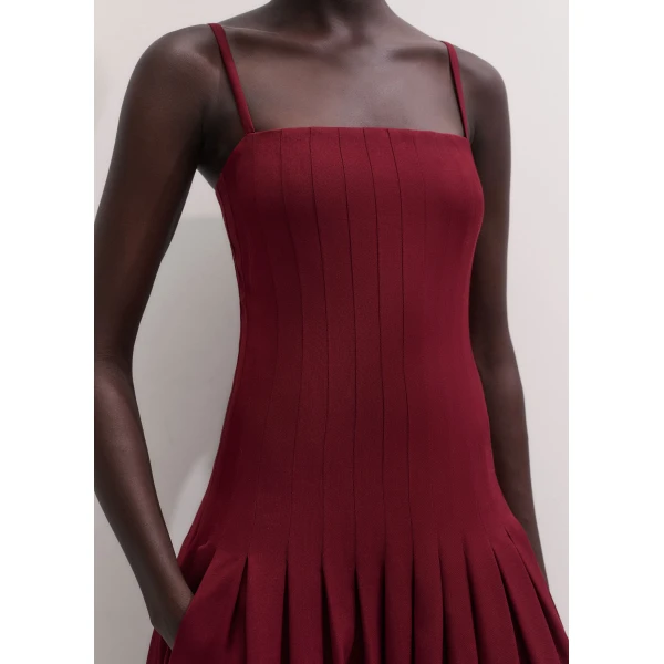 ME+EM Drop Waist Evening Dress in Barolo Red