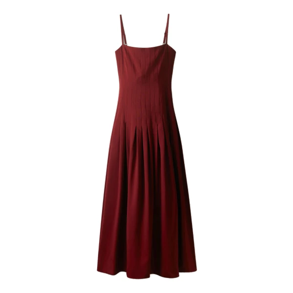 ME+EM Drop Waist Evening Dress in Barolo Red