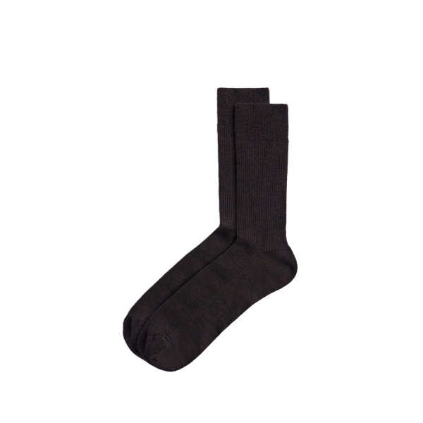 ME+EM Embroidered Stripe Sock in Dark Chocolate/Scarlet Red