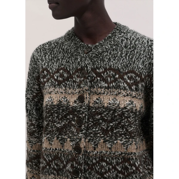 ME+EM Fair Isle Relaxed Cardigan in Neutral Multi, view 3 | Cardigan | Luxury Shoes 