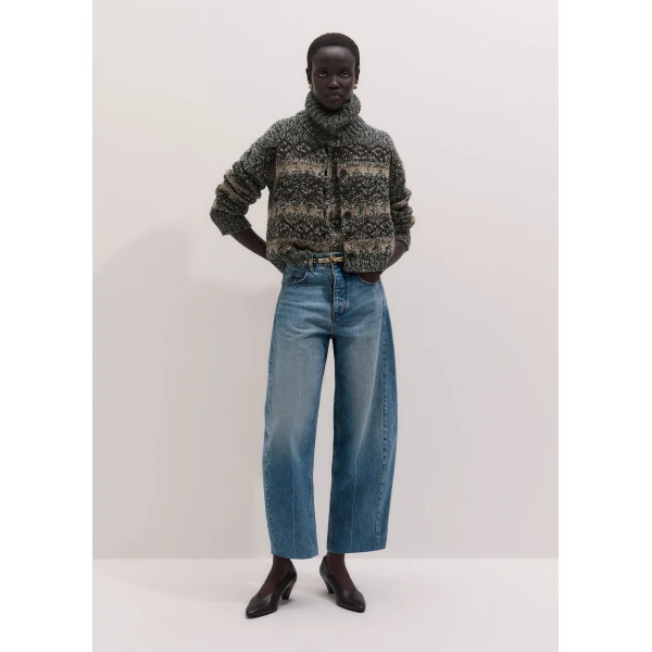 ME+EM Fair Isle Relaxed Cardigan in Neutral Multi, view 4 | Cardigan | Luxury Shoes 