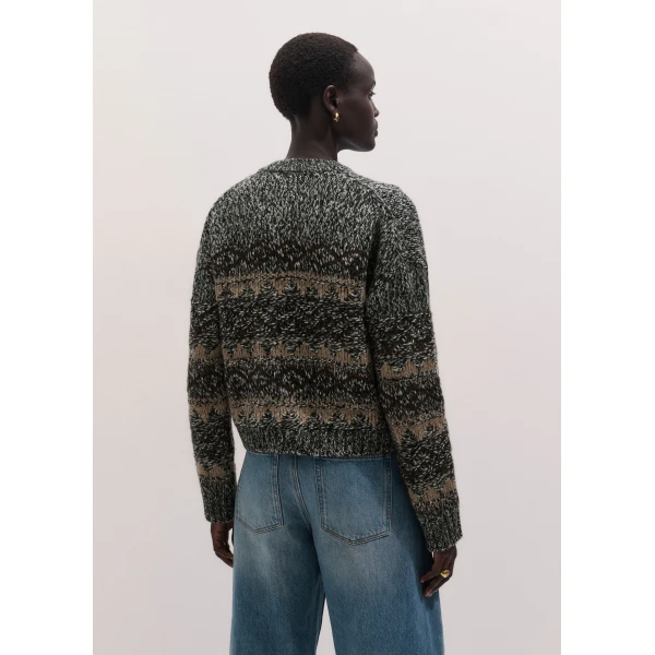 ME+EM Fair Isle Relaxed Cardigan in Neutral Multi, view 6 | Cardigan | Luxury Shoes 