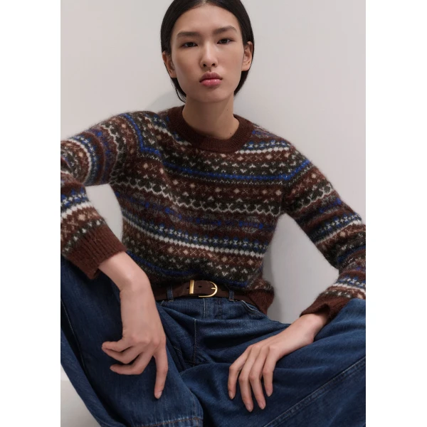 ME+EM Fair Isle Relaxed Jumper in Pecan Brown Multi