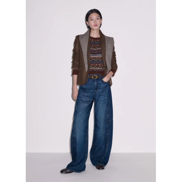 ME+EM Fair Isle Relaxed Jumper in Pecan Brown Multi