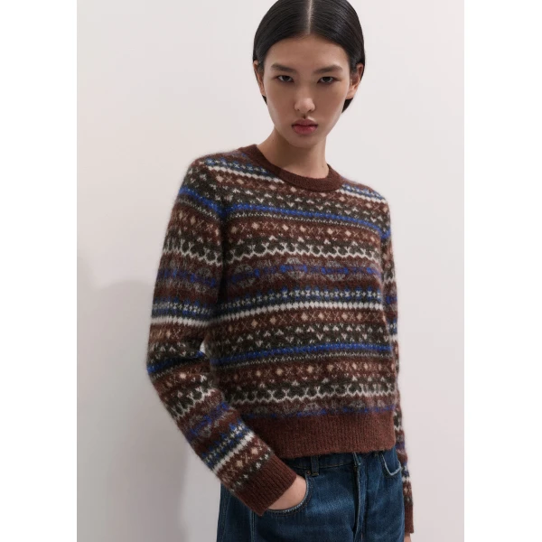 ME+EM Fair Isle Relaxed Jumper in Pecan Brown Multi