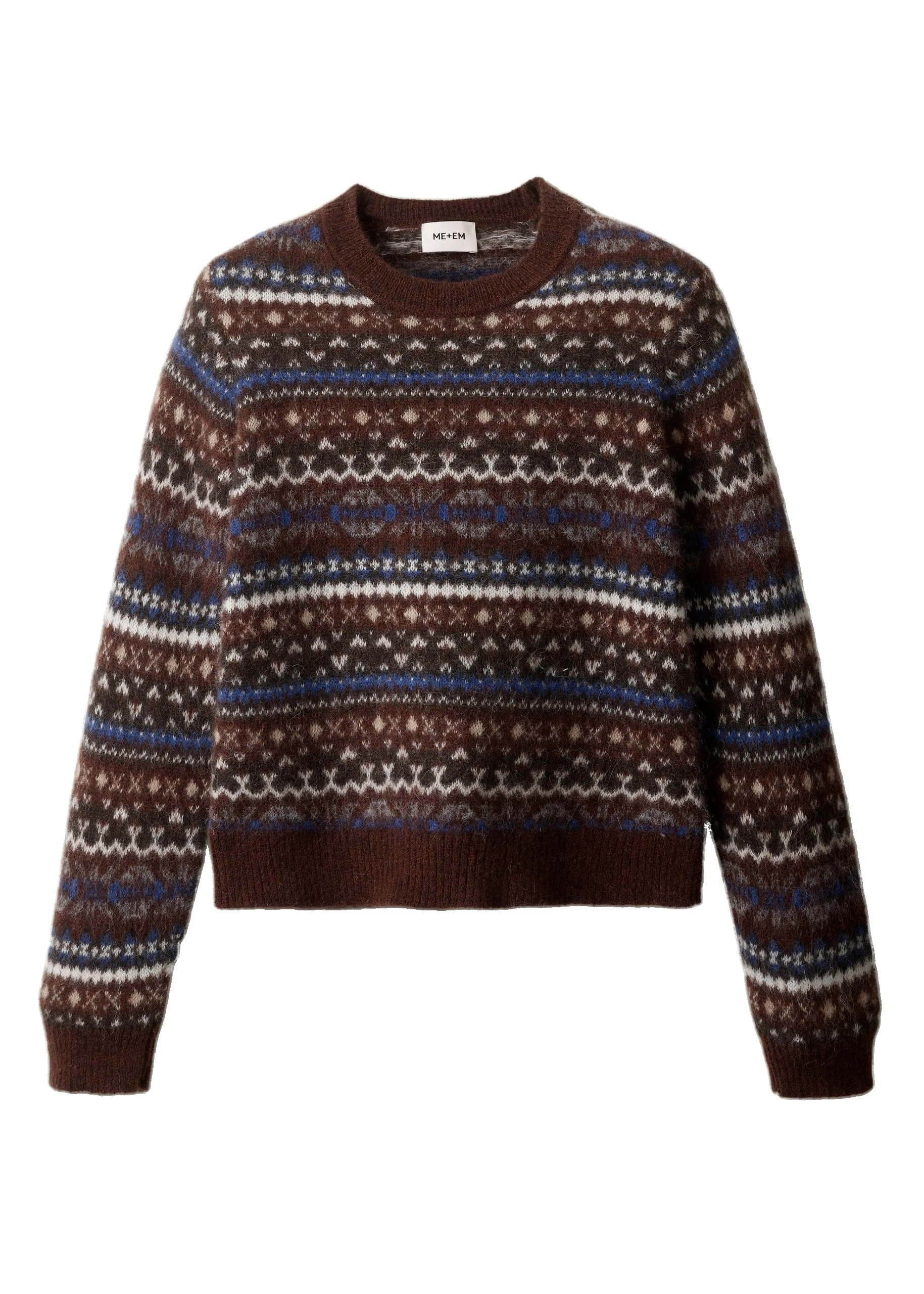 ME+EM Fair Isle Relaxed Jumper in Pecan Brown Multi | Knitwear | Luxury Shoes ME+EM Fair Isle Relaxed Jumper in Pecan Brown Multi