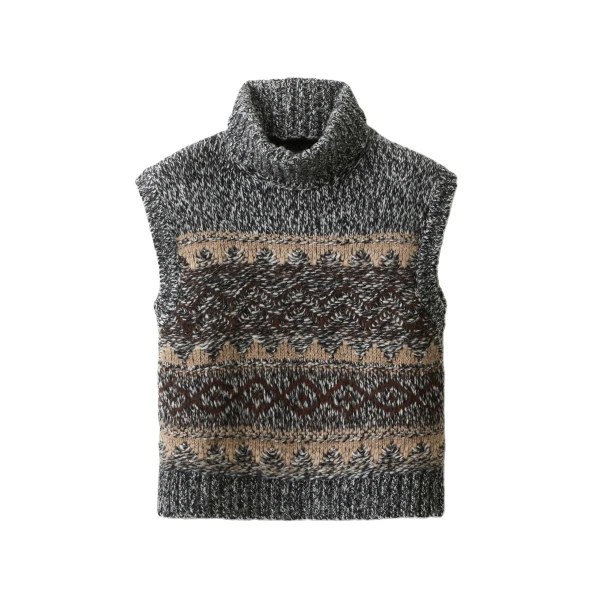 ME+EM Fair Isle Vest + Snood in Neutral Multi
