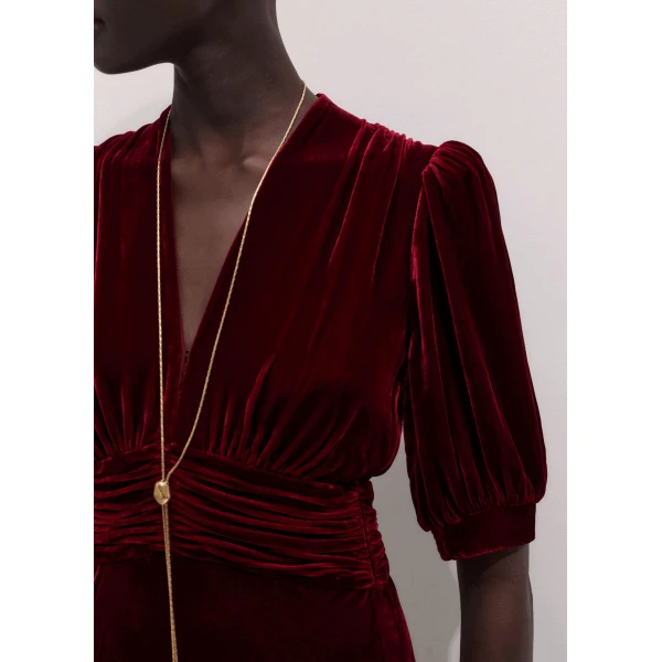 ME+EM Fit + Flare Maxi Dress in Barolo Red, view 3 | Maxi Dresses | Luxury Shoes 
