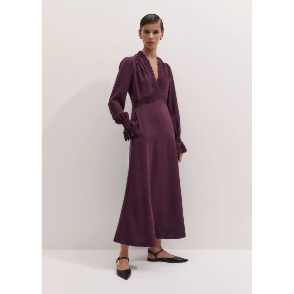 ME+EM Fit + Flare Maxi Dress in Merlot