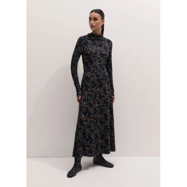ME+EM Fit + Flare Maxi Dress in Navy Multi