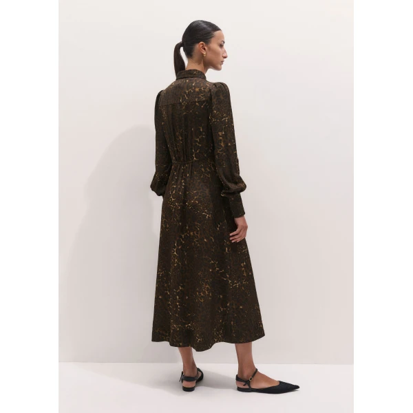ME+EM Fit + Flare Midi Dress in Brown Multi