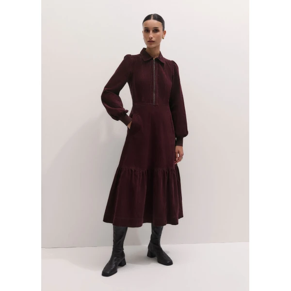 ME+EM Fit + Flare Midi Dress in Merlot