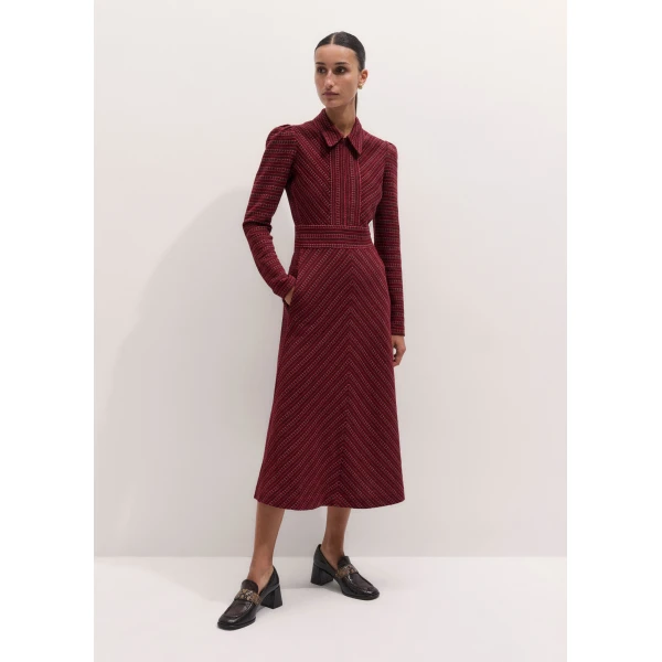 ME+EM Fit + Flare Midi Dress in Red Multi, view 2 | Midi Dresses | Luxury Shoes 