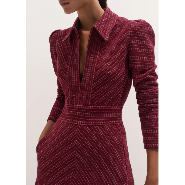 ME+EM Fit + Flare Midi Dress in Red Multi, view 3 | Midi Dresses | Luxury Shoes 