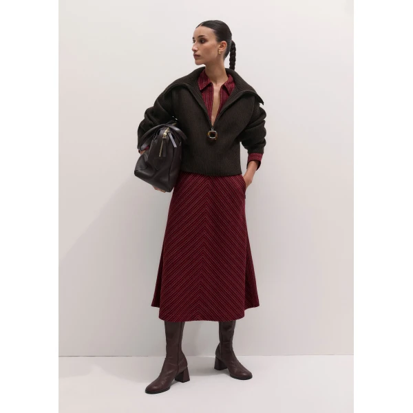 ME+EM Fit + Flare Midi Dress in Red Multi, view 4 | Midi Dresses | Luxury Shoes 