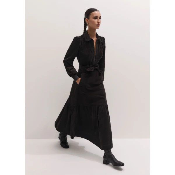 ME+EM Fit + Flare Midi Dress in Warm Chocolate