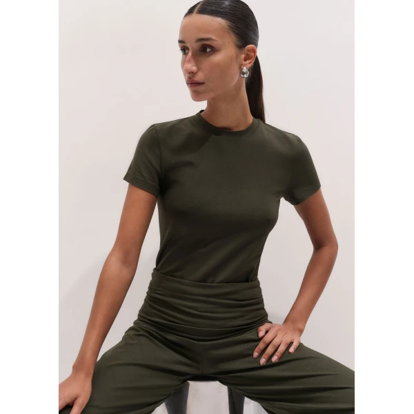 ME+EM Fitted Tee in Rich Olive Green