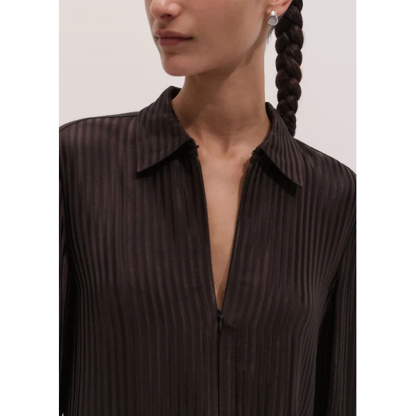 ME+EM Fluid Straight Shirt in Chocolate Brown