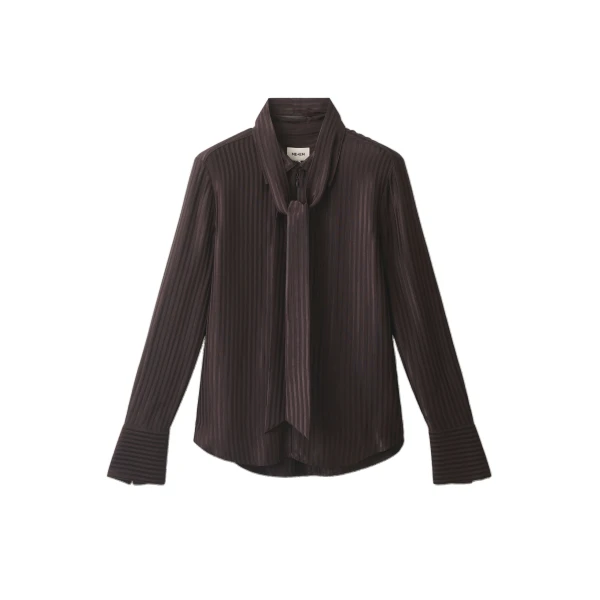 ME+EM Fluid Straight Shirt in Chocolate Brown