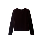 ME+EM Fluid Velour Long Puff Sleeve Top in Dark Chocolate | T-shirts | Luxury Shoes 