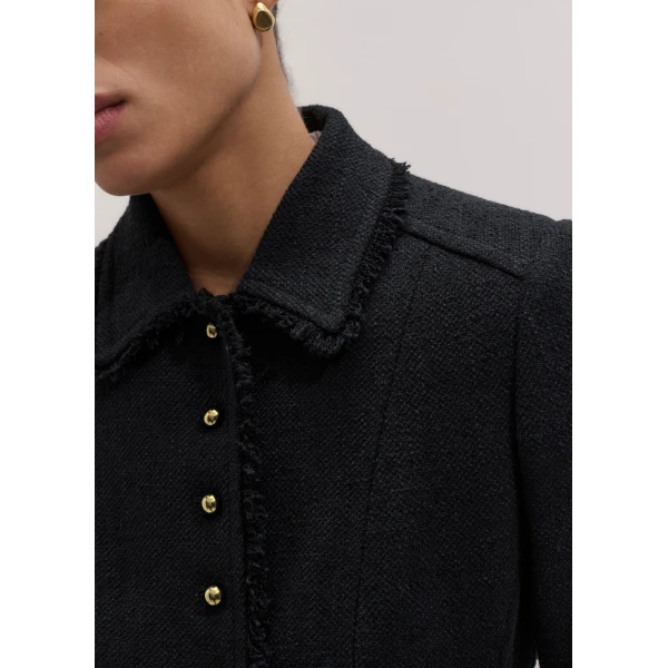 ME+EM Fringe Peplum Jacket in Black