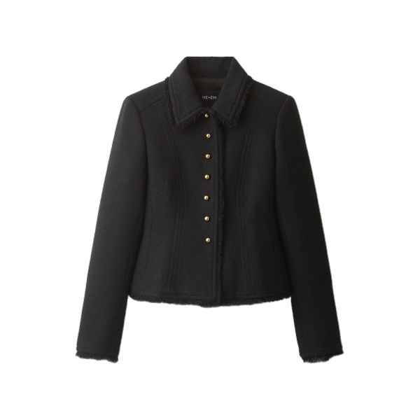ME+EM Fringe Peplum Jacket in Black