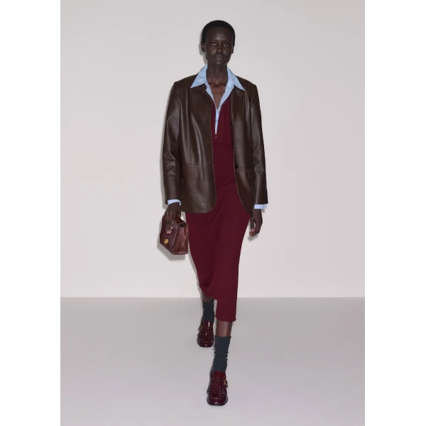 ME+EM Fringe Slim Midi Dress in Merlot