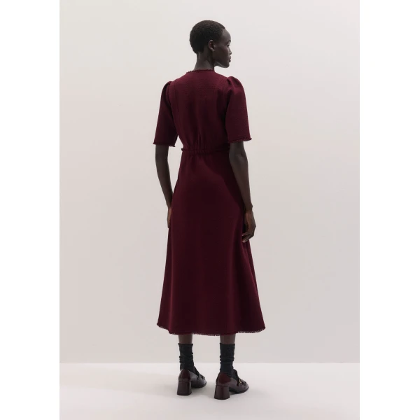 ME+EM Fringe Slim Midi Dress in Merlot