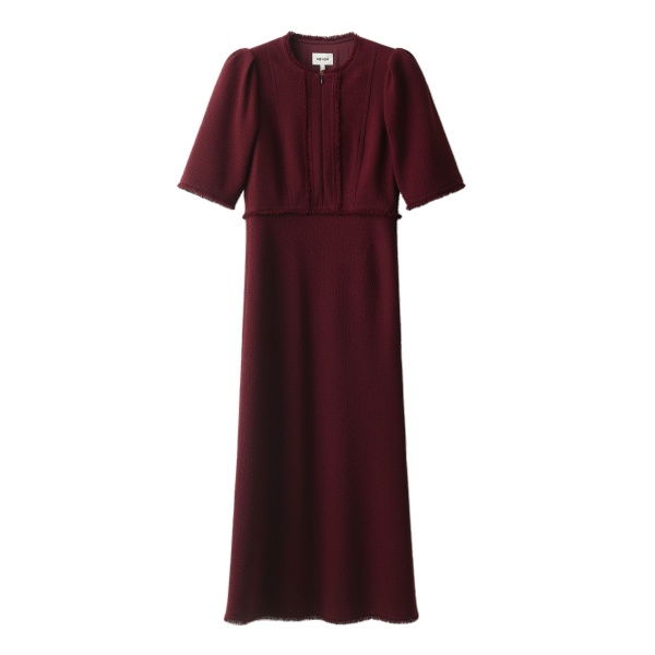 ME+EM Fringe Slim Midi Dress in Merlot