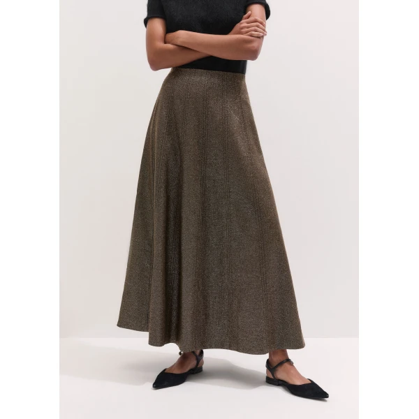 ME+EM Full-Length Skirt in Gold/Brown, view 4 | Maxi Skirts | Luxury Shoes 