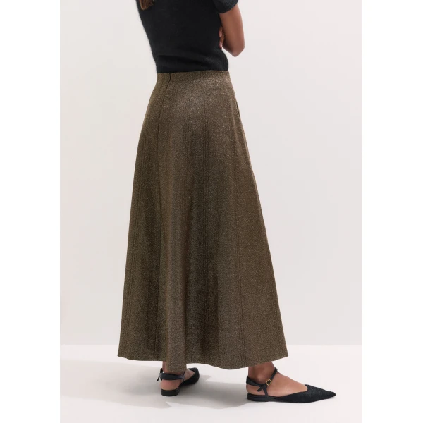 ME+EM Full-Length Skirt in Gold/Brown, view 6 | Maxi Skirts | Luxury Shoes 