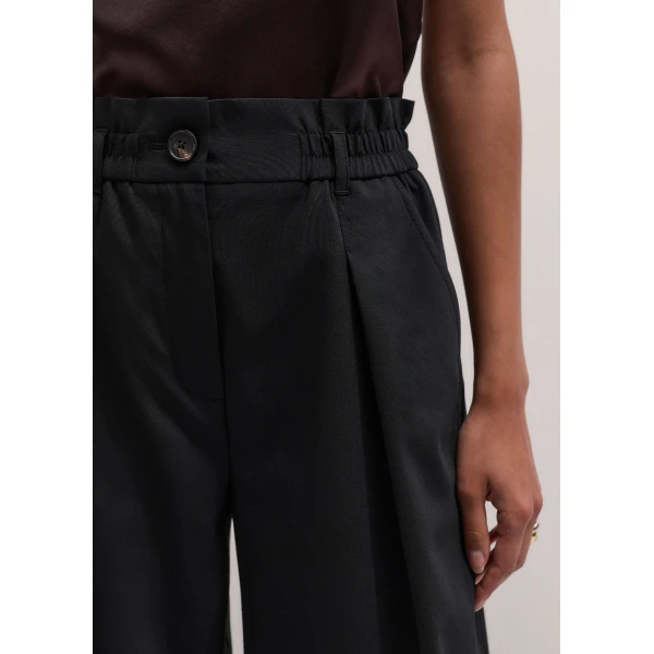 ME+EM Gathered Waist Taper Trouser in Black