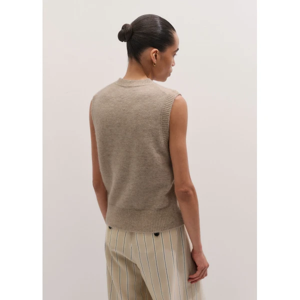 ME+EM Henley Knit Vest in Oatmeal Mélange