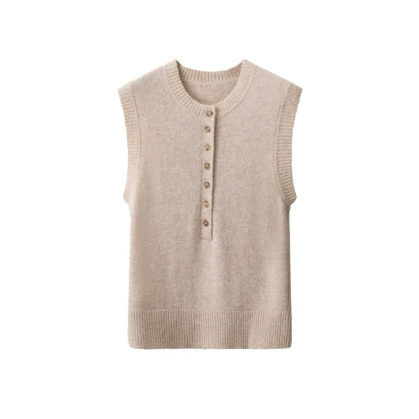 ME+EM Henley Knit Vest in Oatmeal Mélange