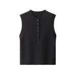 ME+EM Henley Straight Knit Vest in Navy | Sweaters | Luxury Shoes 