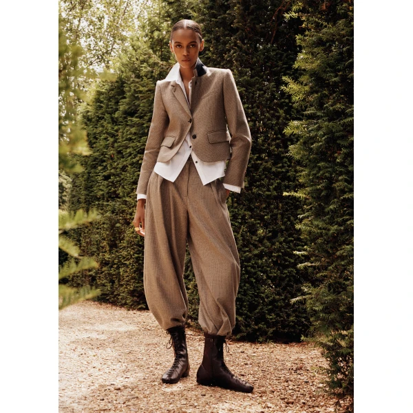 ME+EM Heritage Barrel Trouser in Pecan Brown Multi