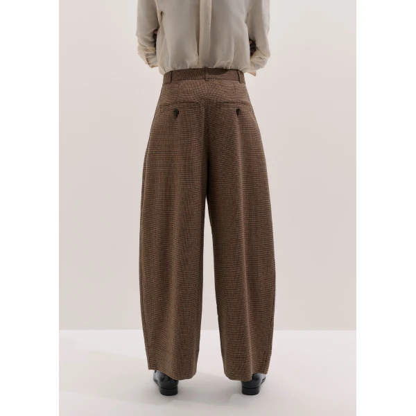 ME+EM Heritage Barrel Trouser in Pecan Brown Multi