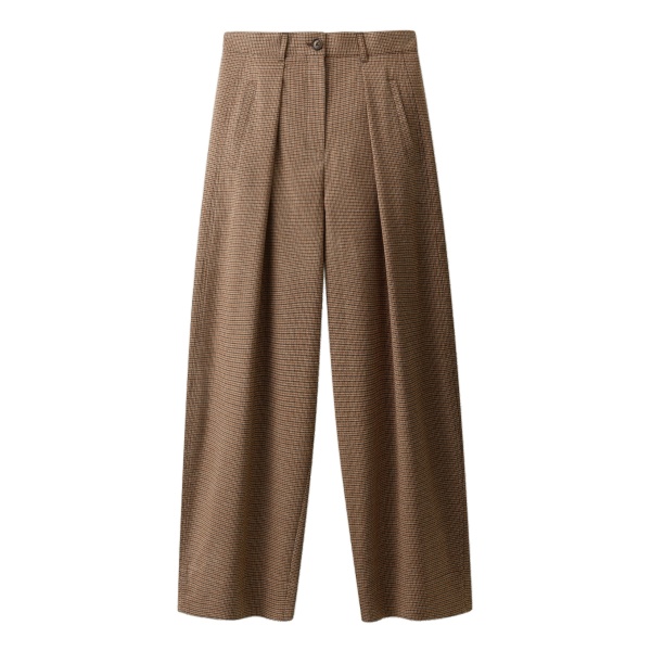 ME+EM Heritage Barrel Trouser in Pecan Brown Multi