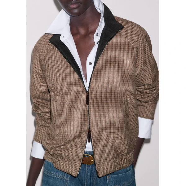 ME+EM Heritage Bomber Jacket in Pecan Brown Multi