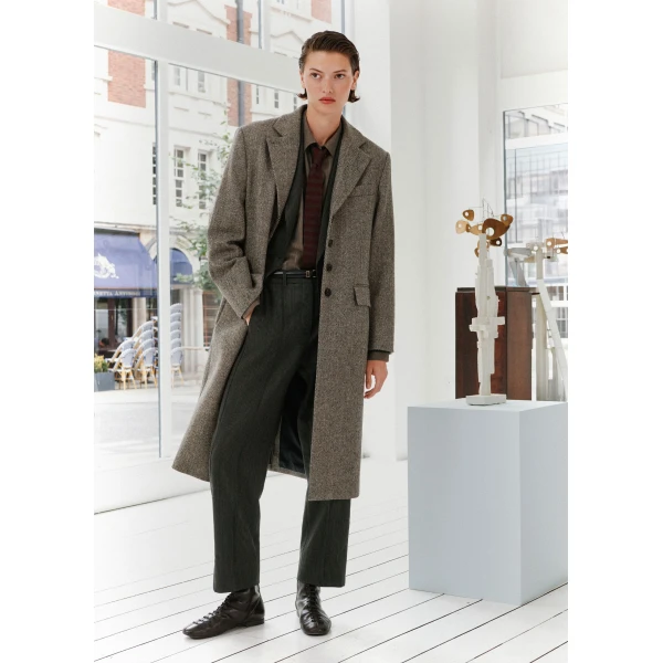 ME+EM Heritage Oversized Coat in Grey Mélange, view 2 | Coats | Luxury Shoes 