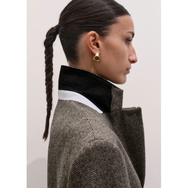 ME+EM Heritage Oversized Coat in Grey Mélange, view 5 | Coats | Luxury Shoes 