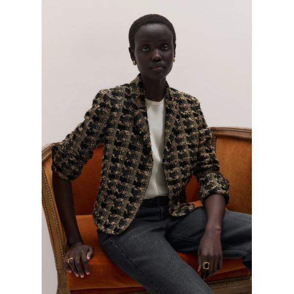ME+EM Heritage Short Jacket in Black Multi, view 2 | Jackets | Luxury Shoes 