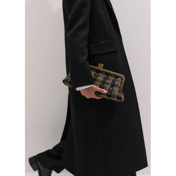 ME+EM Heritage Top Frame Clutch in Black/Gold, view 2 | Clutch Bags | Luxury Shoes 