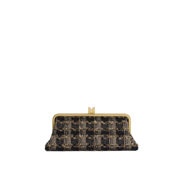ME+EM Heritage Top Frame Clutch in Black/Gold